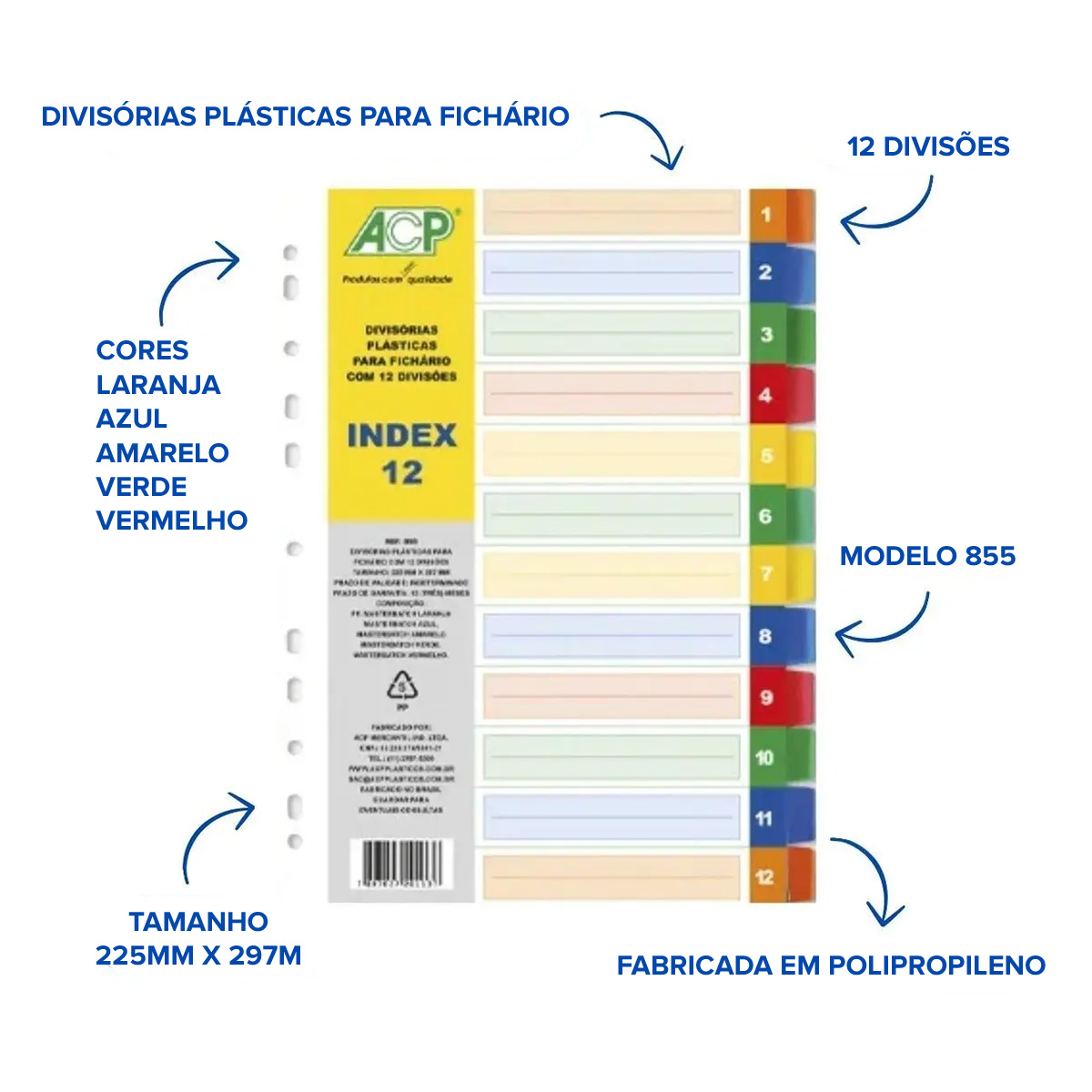 Divisória para Fichário com 12 Projeções ACP