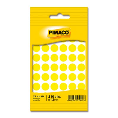 Etiqueta Adesiva Pimaco TP-12 Amarela 12mm PCT 5fls