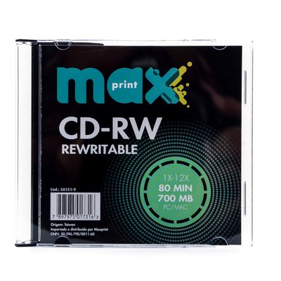 CD RW Maxprint 12X 700Mb  80min Slim Case c1 un