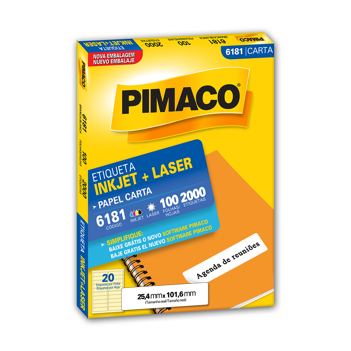 Etiquetas Adesivas 6181 25,4x101,6mm | Pimaco