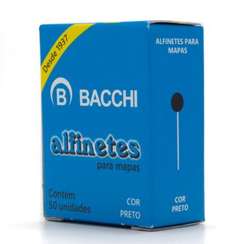 Alfinete para Mapas N1 CX 50UN Preto Bacchi