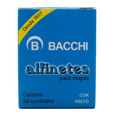 Alfinete para Mapas N1 CX 50UN Preto Bacchi