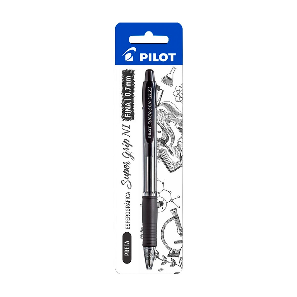 Caneta Esferográfica Pilot Super Grip Preta 0,7 mm