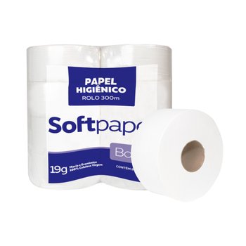 Papel Higiênico Folha Simples 300m 19g 8 rolos | Softpaper Basic