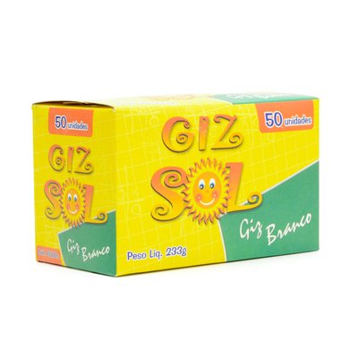 Giz Escolar Branco GizSol Caixa com 50 unidades