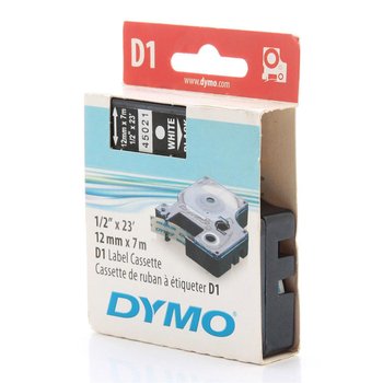 Fita Rotuladora Dymo 45021 12mm x 7m Branco Sobre Preto