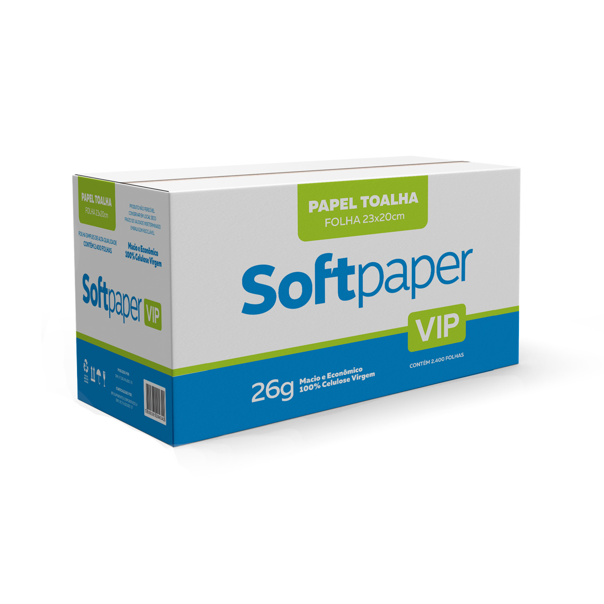 Papel Toalha Interfolhado Folha Simples 2400 folhas 26g | Softpaper Vip