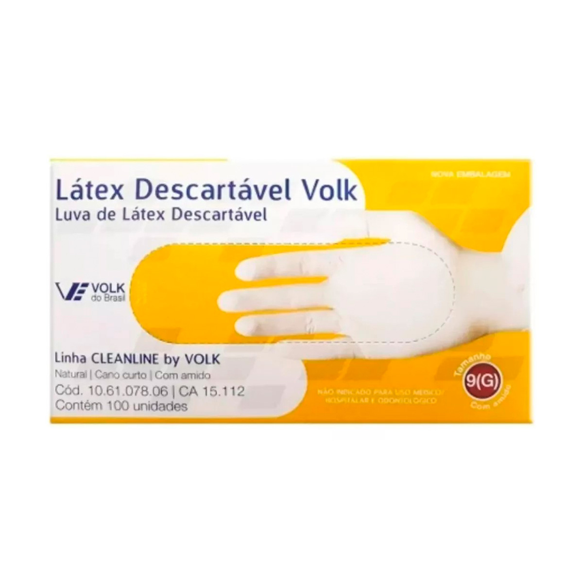 Luva Descartável Látex M com Pó Caixa com 100 luvas | Volk Cleanline