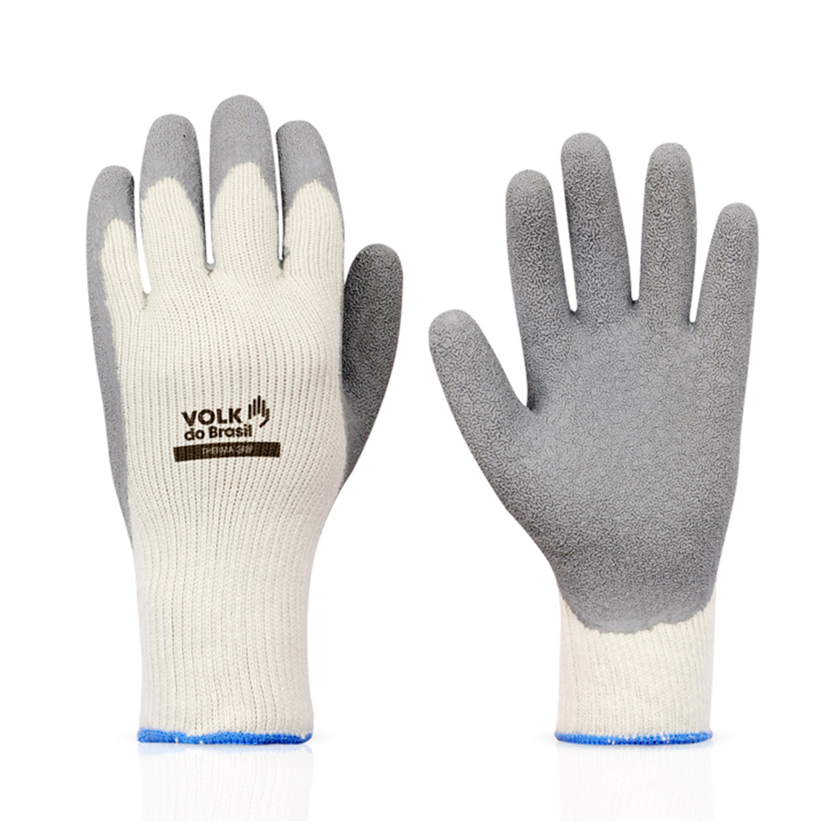 Luva de Segurança Têxtil Grip Látex Palma e Dedos Corrugada Therma P Volk
