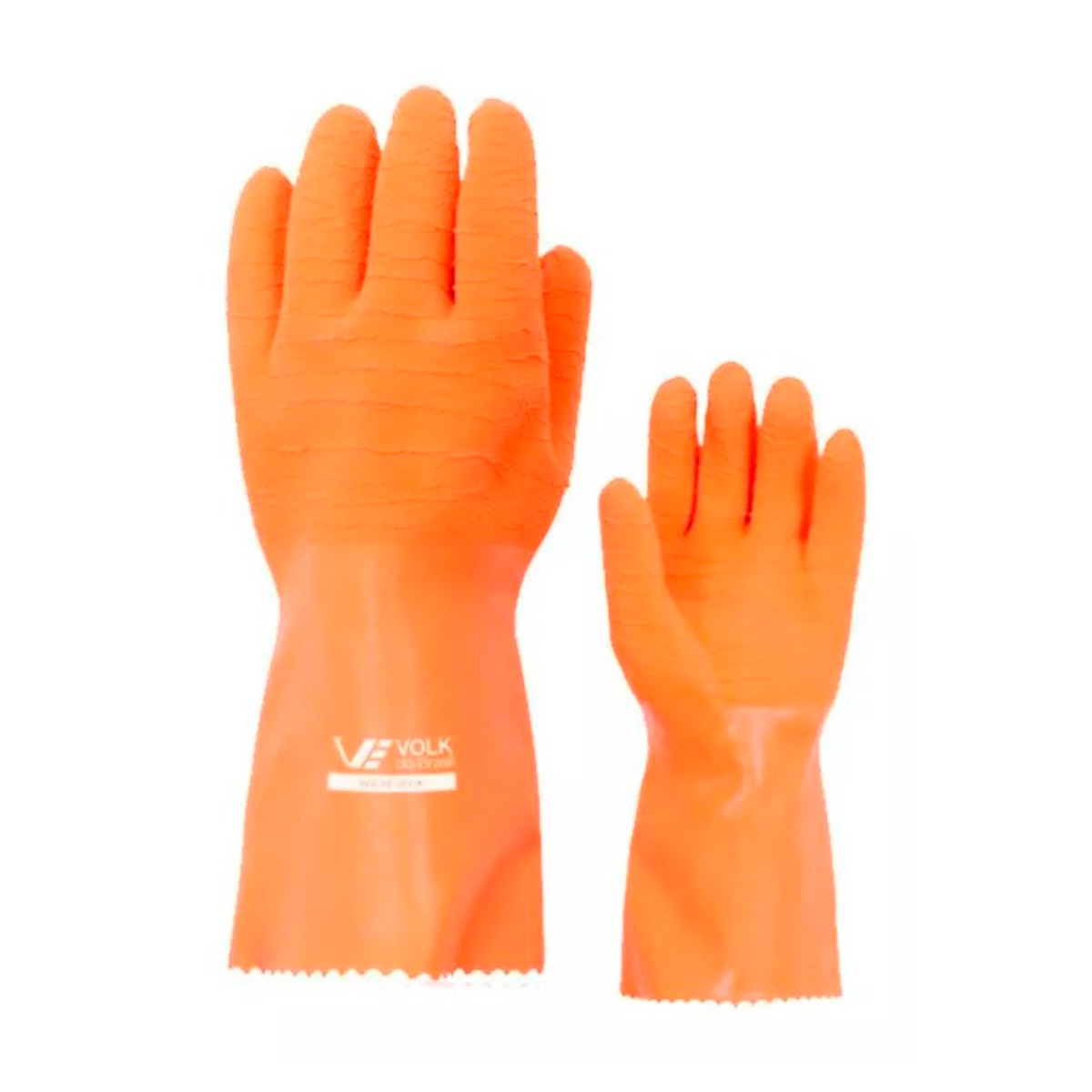 Luva Látex Corrugada Volk Adere Laranja EG