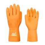 Luva de Segurança Látex Neoprene Reforçada Laranja P Volk