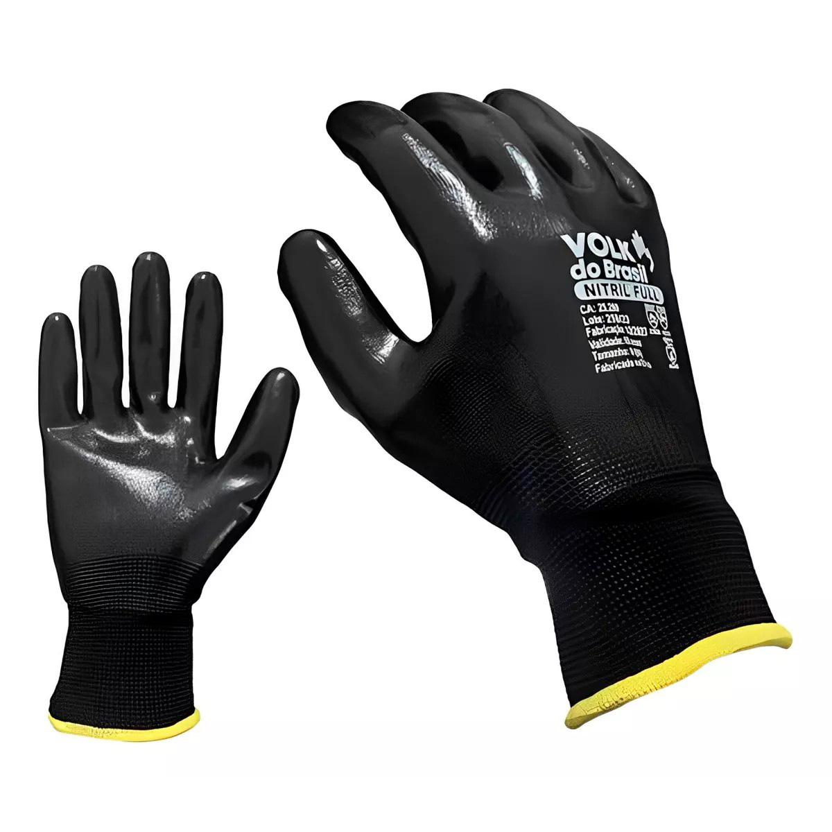 Luva de Segurança Têxtil Banho Nitrílico Preta NitrilFull G Volk