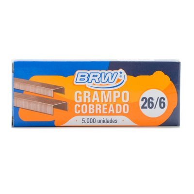 Grampos para Grampeador 26/6 Cobreado 5000 unidades | BRW