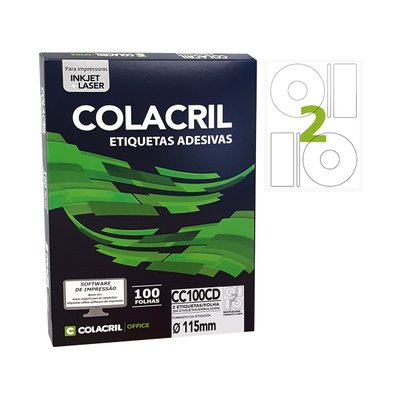 Etiqueta Colacril CC100 CD caixa com 100 folhas