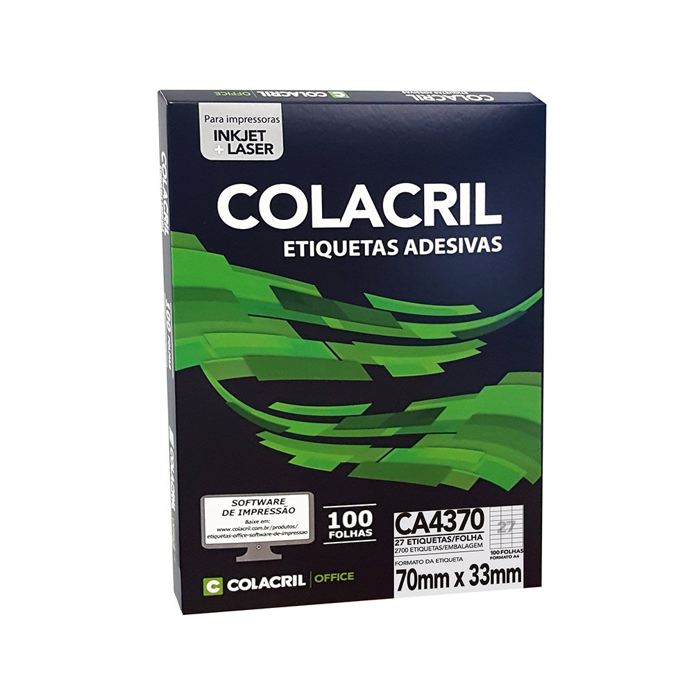 Etiqueta Adesiva Colacril CA4370 70mmx33mm PCT 100fls