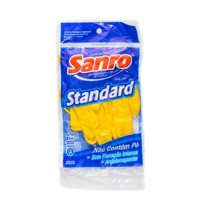 Luva de Segurança Látex Standard Amarela G Sanro