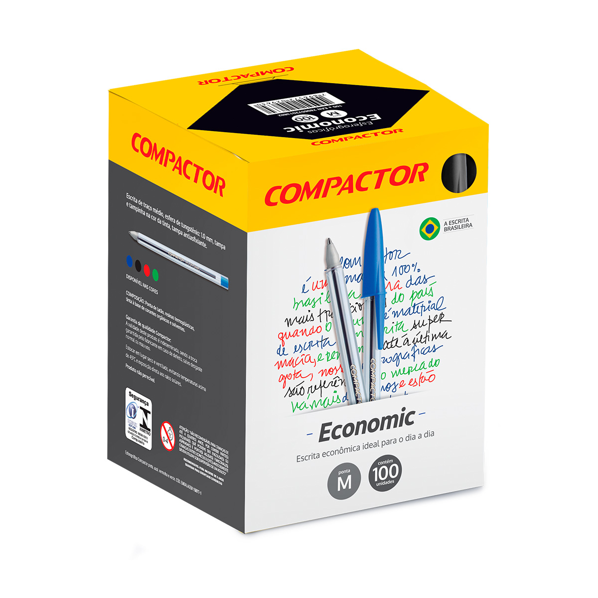 Caneta Esferográfica Compactor Economic Preta 1.0