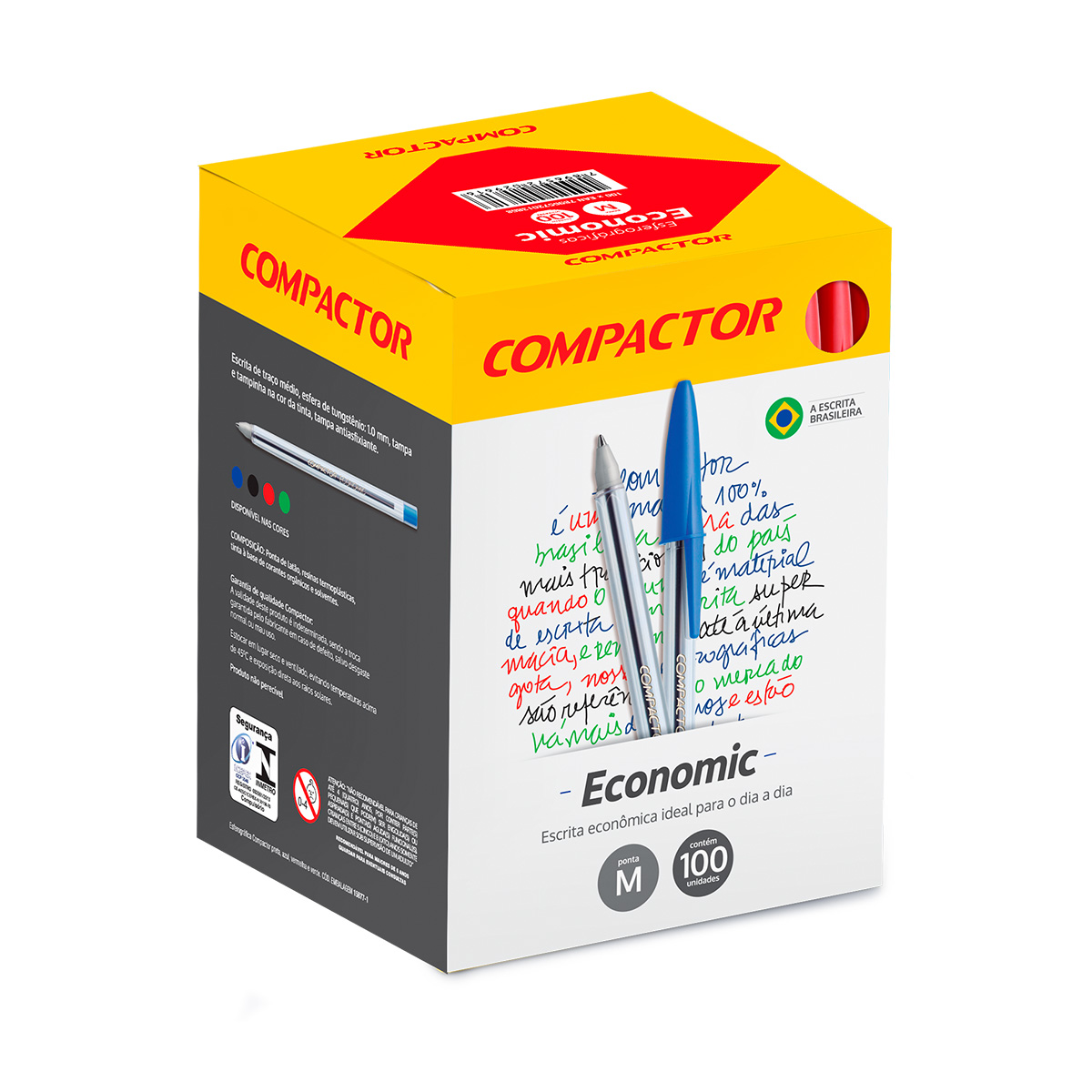 Caneta Esferográfica Compactor Economic Vermelha 1.0