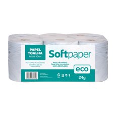 Papel Toalha Reciclado 200 Metros 6 Bobinas 24g | Softpaper Eco