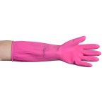 Luva Látex Volk Ranhurada Punho Longo Rosa M