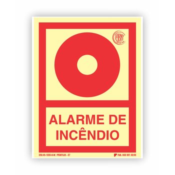 Placa Fotoluminescente E2 Alarme de Incêndio 10x15