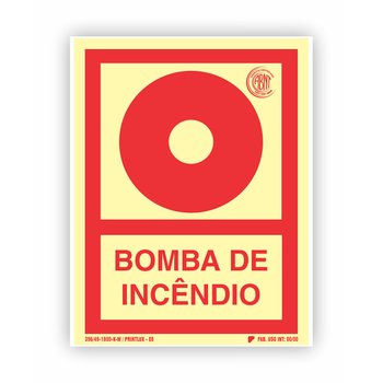 Placa Fotoluminescente E3 Bomba de Incêndio 10x15