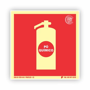 Placa Sinalização Fotoluminescente E5P Extintor Pó Químico