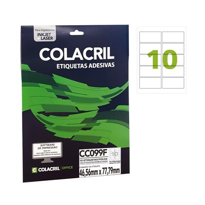 Etiqueta Colacril 8099 (CC099F) com 10 Folhas