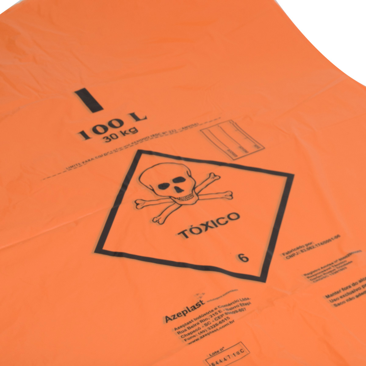 Saco de Lixo Tóxico Reforçado Laranja 100 litros 100 unidades | Zibag