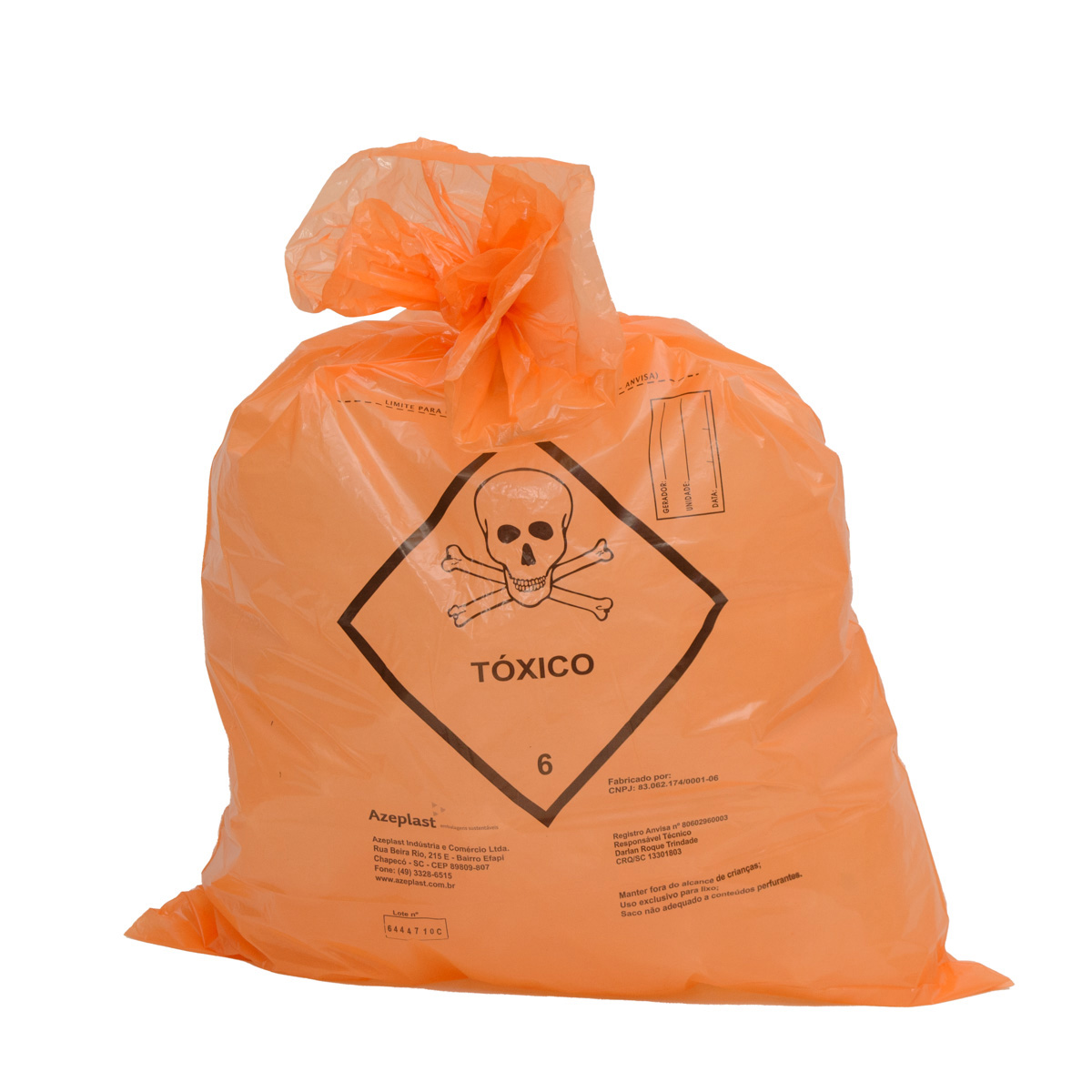 Saco de Lixo Tóxico Reforçado Laranja 100 litros 100 unidades | Zibag