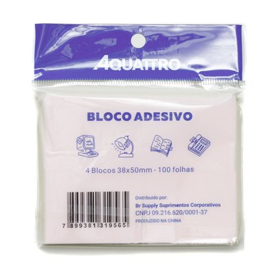 Bloco Adesivo Amarelo 38 mm x 50 mm 4 unidades | Aquattro