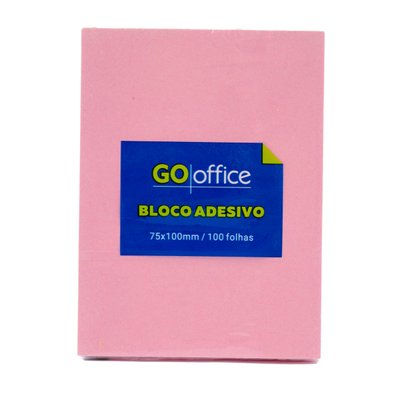 Bloco Adesivo Rosa Pastel 75 mm x 100 mm | Go Office