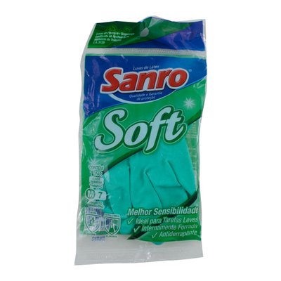 Luva de Segurança Látex Soft Flocada Verde M Sanro