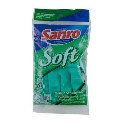 Luva de Segurança Látex Soft Flocada Verde G Sanro
