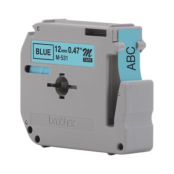 Fita Rotuladora Brother M531 12mm x 8m Preto Sobre Azul