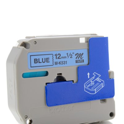 Fita Rotuladora Brother M531 12mm x 8m Preto Sobre Azul
