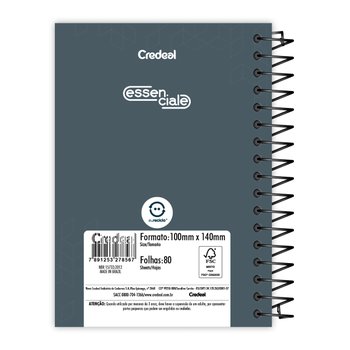 Caderno Espiral 1/8 Capa Dura Essenciale 100 mm x 140 mm 80 folhas