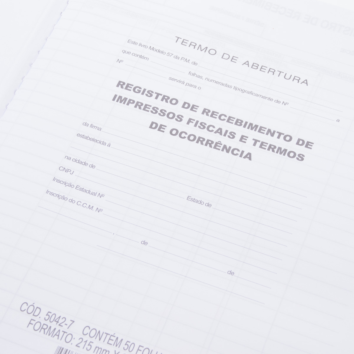 Livro Recebimento de Impressos Fiscais 50 folhas | São Domingos