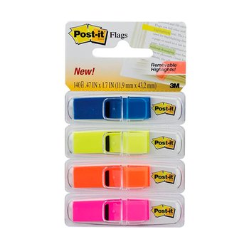 Marcador de Texto Adesivo Flags 4 Cores 11,9 x 43,2mm 140 folhas Post-it