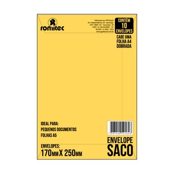 Envelope Saco Ouro 178 mm x 250 mm 10 unidades | Romitec
