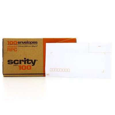 Envelope Branco Ofício 114x229mm 63g 100 unidades | Scrity