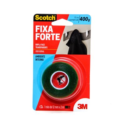 Fita Dupla Face Scotch® Fixa Forte Transparente 12mmx2m - 3M