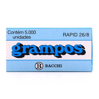 Grampos Cobreados 26/8 5000 unidades | Bacchi