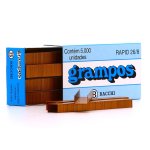 Grampos para Grampeador Cobreado 26/8 5000 unidades | Bacchi