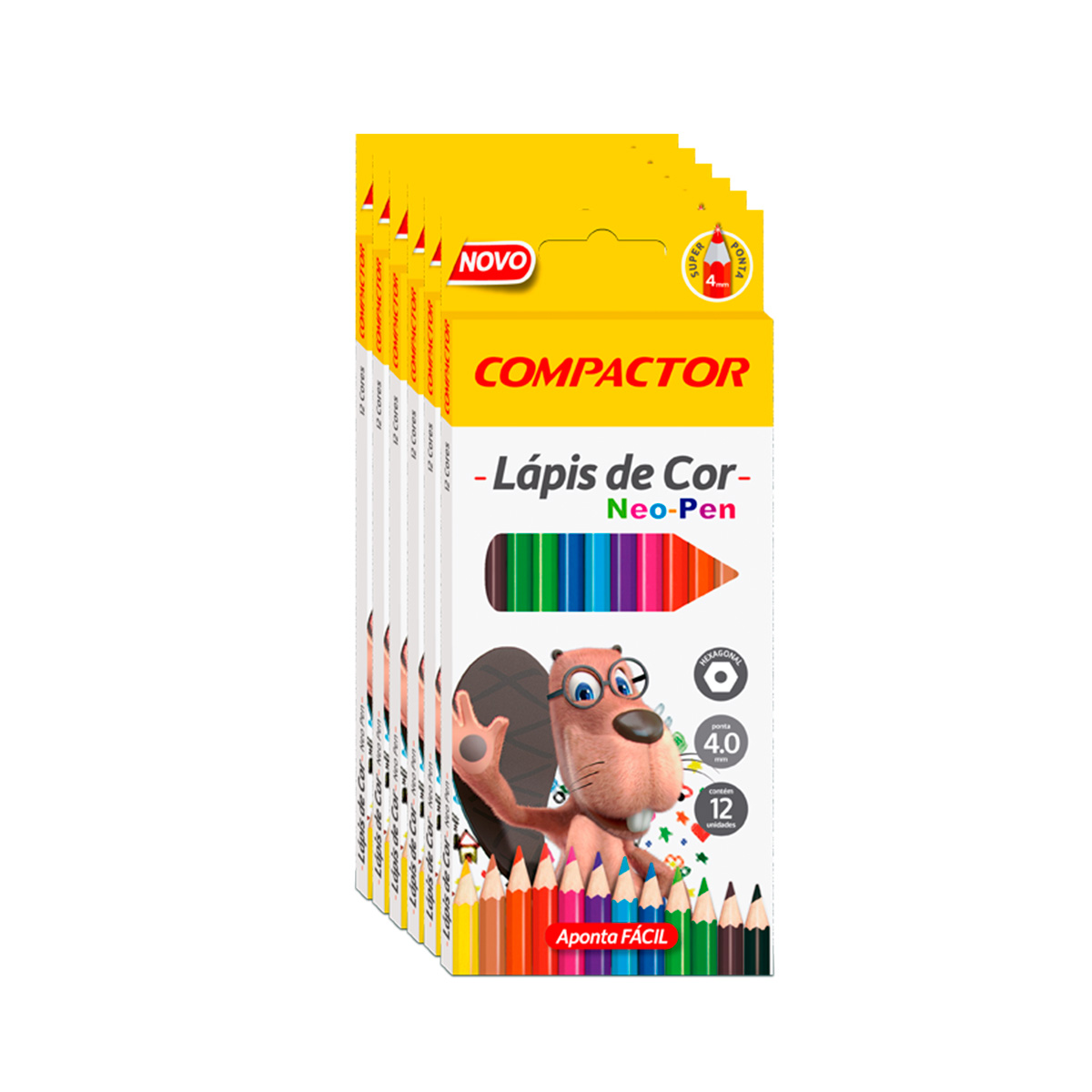 Lápis de Cor Neo Pen 12 Cores Sextavado | Compactor