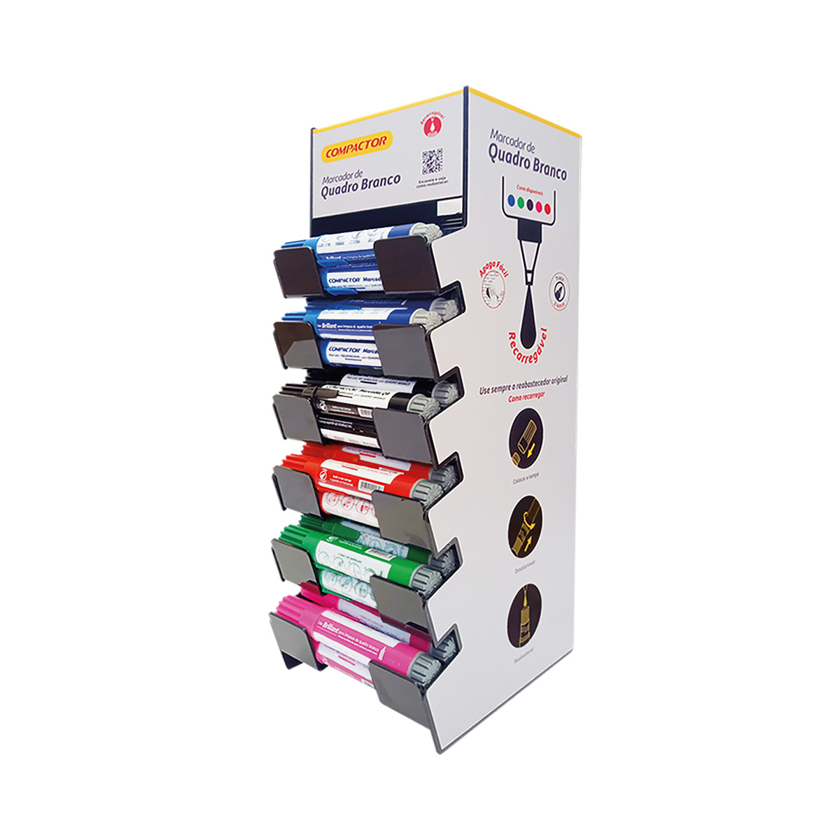 Marcador de Quadro Branco Vermelho Recarregável | Compactor