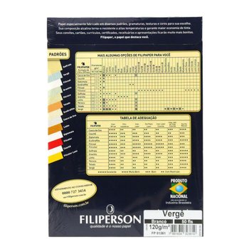 Papel Verge A4 120g Filiperson Pacote com 50 Unidades