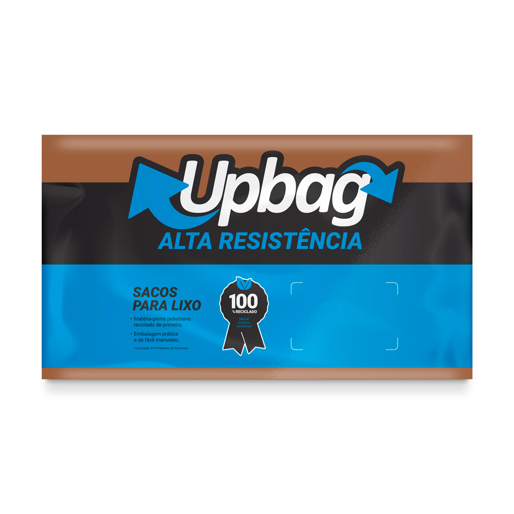 Saco de Lixo 110 L Marrom Super Reforçado 50 unidades | UpBag