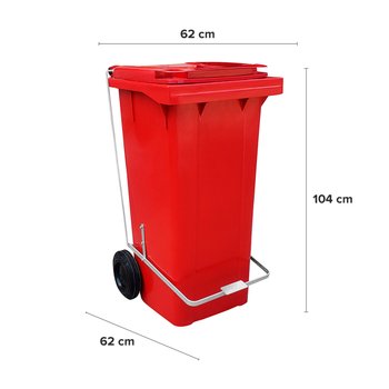 Coletor de Lixo 120L Vermelho com Pedal