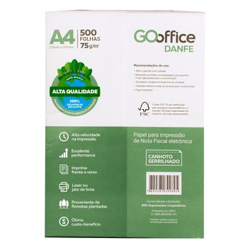 Papel A4 Serrilhado DANFE 75 g 500 Folhas | Go Office